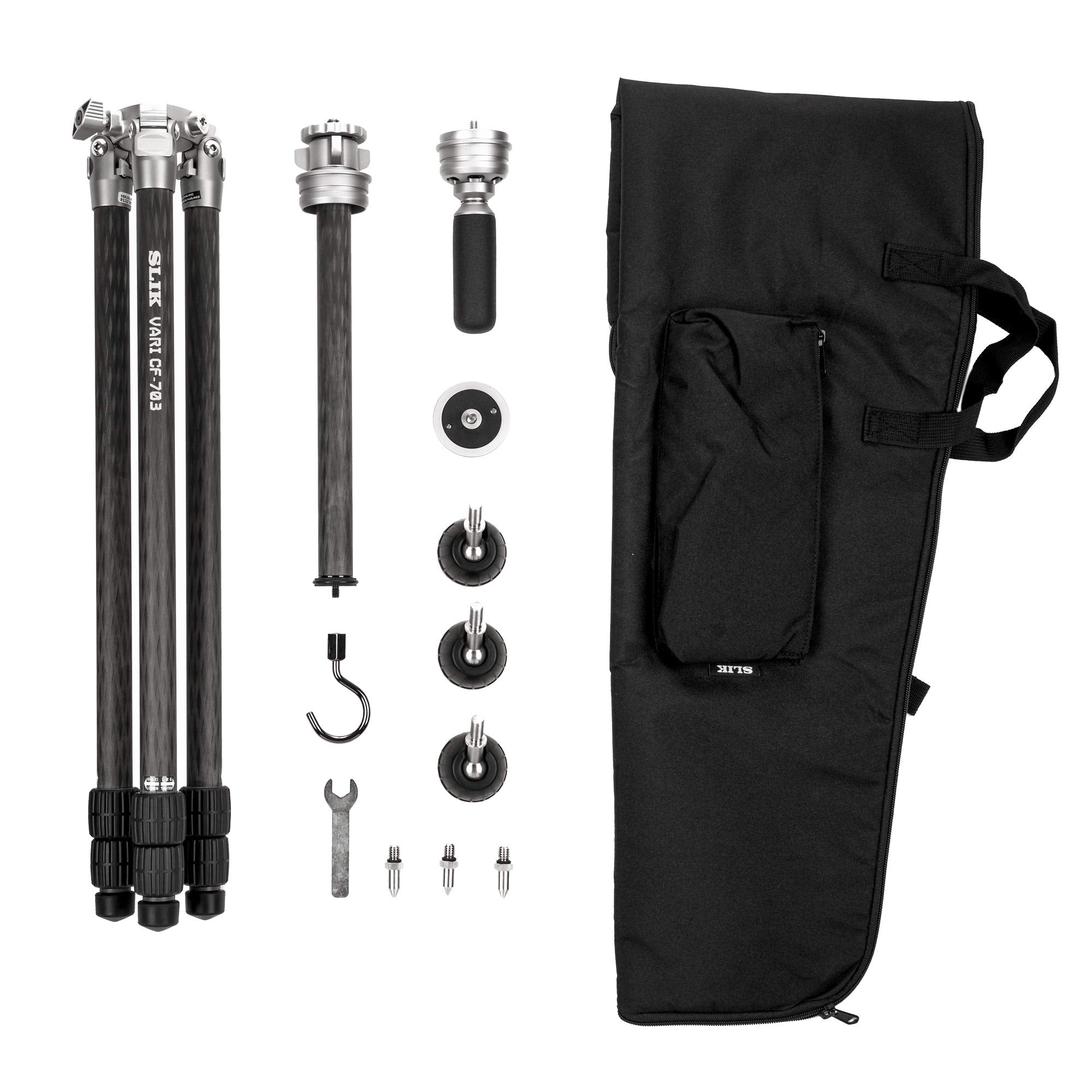 Slik Pro Vari Cf 703 3 Section Carbon Fiber Professional Tripod Kit